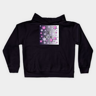 Pink Grey Star Pattern Kids Hoodie